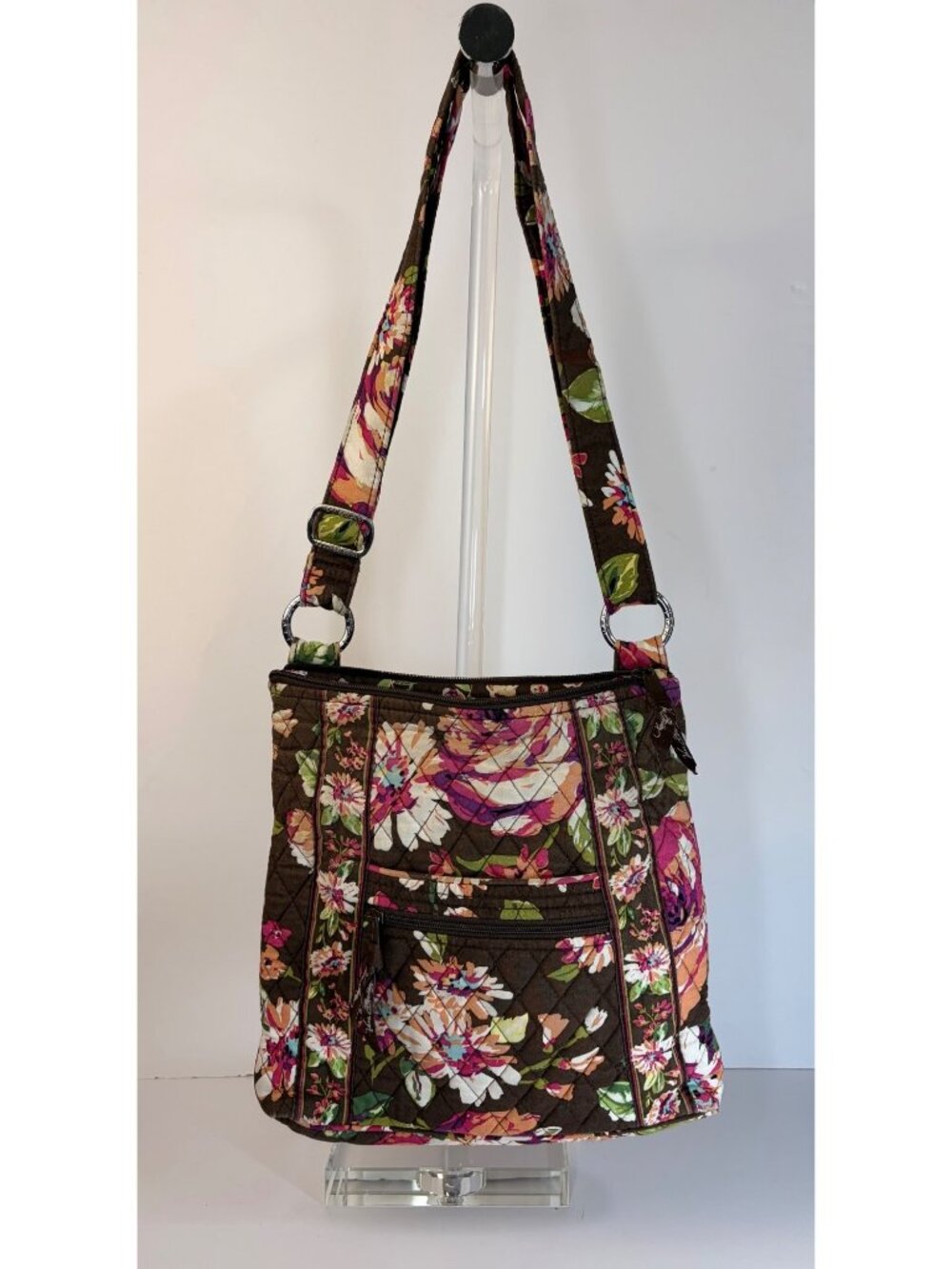 Vera Bradley Hipster Crossbody Bag English Rose Floral Quilted Adjustable Strap